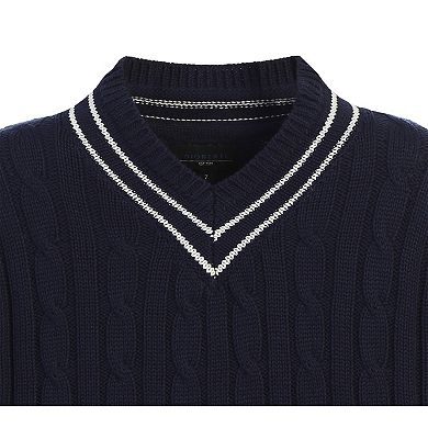 Gioberti Boy's 100% Cotton V-neck Cable Knit Sweater