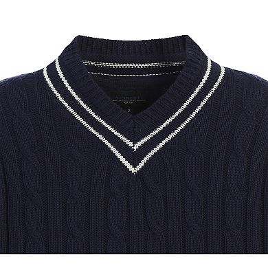 Gioberti Boys 100% Cotton V-neck Cable Knit Sweater