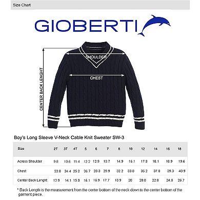 Gioberti Boys 100% Cotton V-neck Cable Knit Sweater