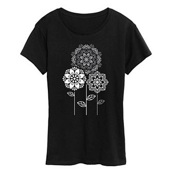 Women's Mandala Flowers Graphic Tee