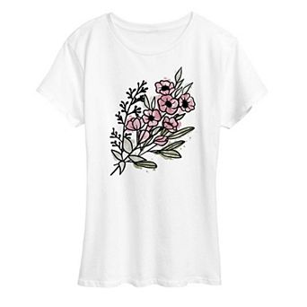 Women's Watercolor Flowers Graphic Tee