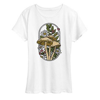 Women's Mushrooms And Flowers Graphic Tee