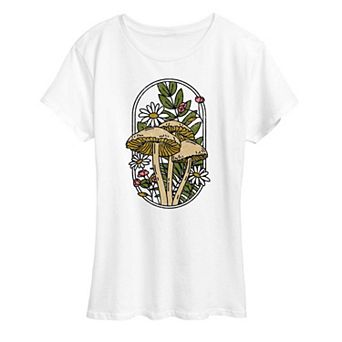 Women's Mushrooms And Flowers Graphic Tee