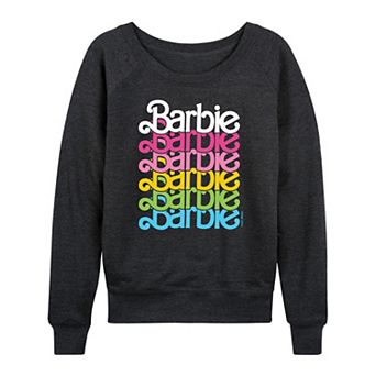 Women's Barbie® Logo Stacked Rainbow French Terry Long Sleeve Tee