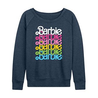 Women's Barbie® Logo Stacked Rainbow French Terry Long Sleeve Tee