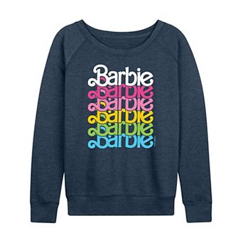 Women's Barbie® Logo Stacked Rainbow French Terry Long Sleeve Tee