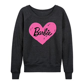 Women's Barbie® Hand Painted Heart Logo French Terry Long Sleeve Tee