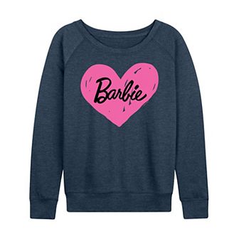 Women's Barbie® Hand Painted Heart Logo French Terry Long Sleeve Tee