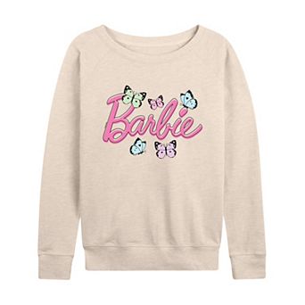 Women's Barbie® Logo Butterflies French Terry Long Sleeve Tee