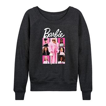Women's Barbie® Pink Grid French Terry Long Sleeve Tee