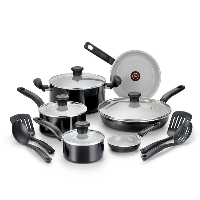 T-fal 14pc Cookware Set, Initiatives Ceramic Black