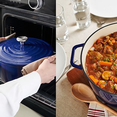 Segretto Cookware 3.6 QT Braiser Enameled Cast Iron Casserole Pan With