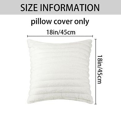 Plush Faux Fur Throw Solid Striped Soft Sofa Living Room Pillow Covers 2 Pcs 18" x 18"