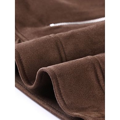 Faux Suede Vests For Women Plus Size Winter Lapel Zipper Utility Motorcycle Suede Jacket Vest