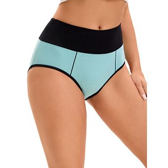 Women's High Waist Tummy Control Color-block Brief, Available In Plus Size
