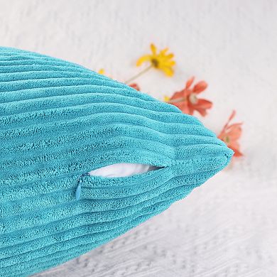 Corduroy Modern Solid Ribbed Couch Sofa Home Decorative Pillow Covers 2 Pcs 16" x 16"