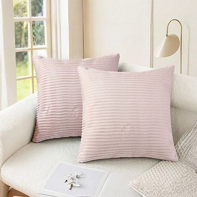 Corduroy Modern Solid Ribbed Couch Sofa Home Decorative Pillow Covers 2 Pcs 16" x 16"
