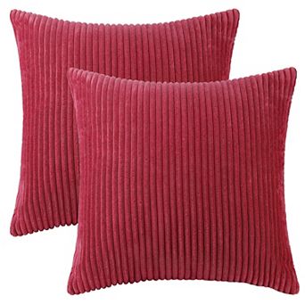 Corduroy Modern Solid Ribbed Couch Sofa Home Decorative Pillow Covers 2 pc 16" x 16"