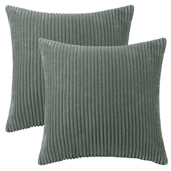 Corduroy Modern Solid Ribbed Couch Sofa Home Decorative Pillow Covers 2 pc 16" x 16"