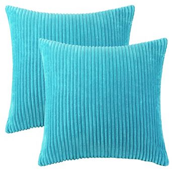 Corduroy Modern Solid Ribbed Couch Sofa Home Decorative Pillow Covers 2 pc 16" x 16"