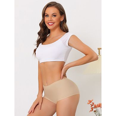 Women's Boyshorts Underwear Unlined Invisible Mid Rise Stretch Solid Panties