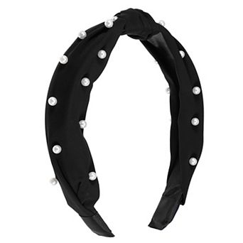 1 pc Satin Knotted Pearl Headband Hairband for Women 1.1 Inch Wide