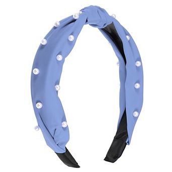 1 pc Satin Knotted Pearl Headband Hairband for Women 1.1 Inch Wide