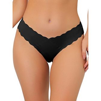 Women's No-Show Hipster Unlined Cheeky Underwear V-Shape Waist Stretch Bikini