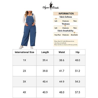 Plus Size Denim Overalls Pants for Women Bib Jeans Pockets Stretch Adjustable Suspenders Jumpsuit