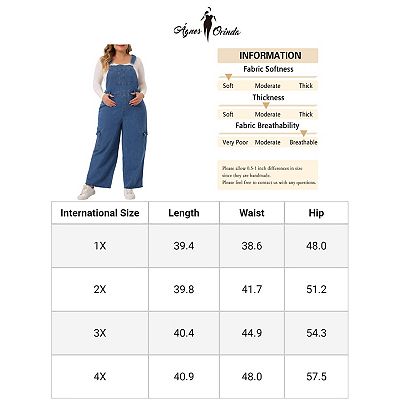 Plus Size Denim Overalls Pants for Women Bib Jeans Pockets Stretch