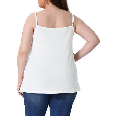 Plus Size Cami for Women Adjustable Strap Elegant Basic Pleated