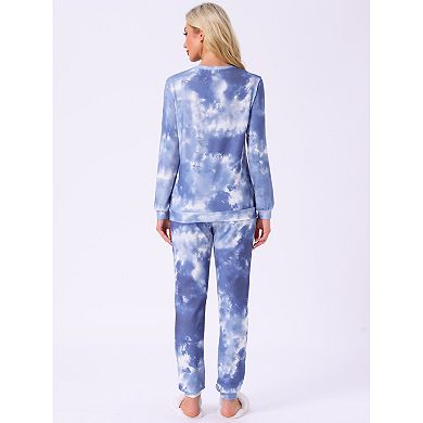 Women's Long Sleeve Pajama Sets Kint Printed Pattern 2 Piece Sleepwear