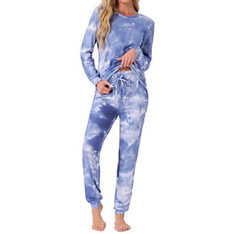 Women's Long Sleeve Pajama Sets Kint Printed Pattern 2 pc Sleepwear