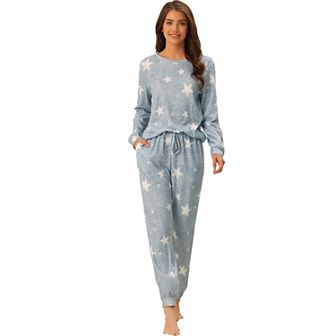 Women's Long Sleeve Pajama Sets Kint Printed Pattern 2 pc Sleepwear