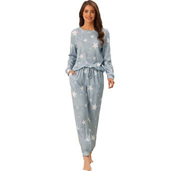 Women's Long Sleeve Pajama Sets Kint Printed Pattern 2 pc Sleepwear