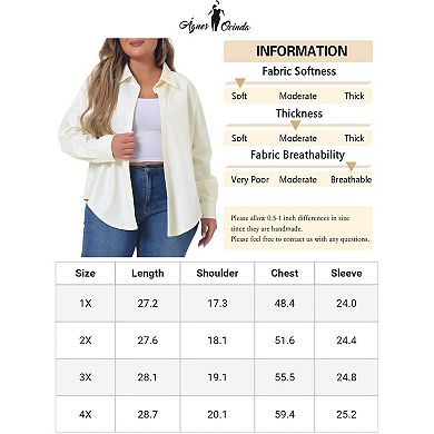 Plus Size Faux Leather Shirts For Women Long Sleeves Button Motorcycle Casual Jacket