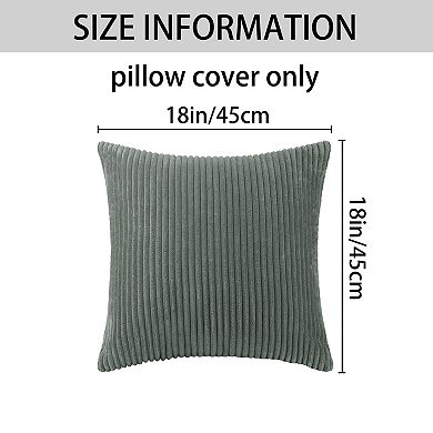Corduroy Modern Solid Ribbed Couch Sofa Home Decorative Pillow Covers 2 Pcs 18" x 18"