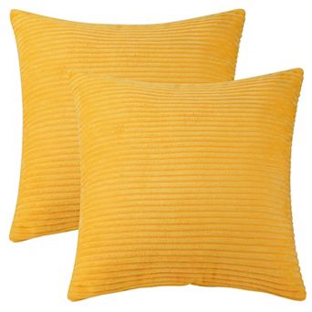 Corduroy Modern Solid Striped Couch Sofa Home Decorative Pillow Covers 2 pc 18" x 18"