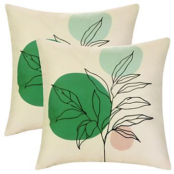 Plant Printed Couch Sofa Chair Decor Comfortable Soft Pillow Cases 2 pc 18 x 18 Inch