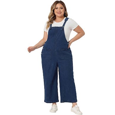 Plus Size Overalls Pants for Women Denim Bib Casual Stretch Adjustable Jeans Suspenders Jumpsuit