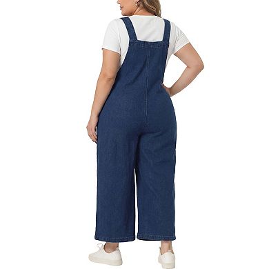 Plus Size Overalls Pants for Women Denim Bib Casual Stretch Adjustable Jeans Suspenders Jumpsuit