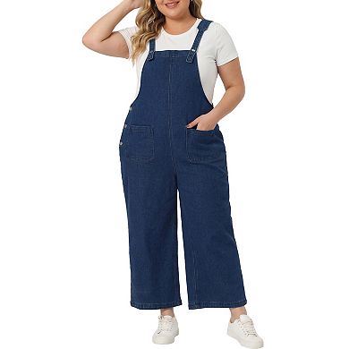 Plus Size Overalls Pants for Women Denim Bib Casual Stretch Adjustable Jeans Suspenders Jumpsuit
