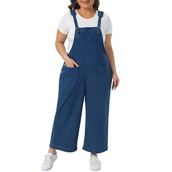 Plus Size Overalls Pants for Women Denim Bib Casual Stretch Adjustable Jeans Suspenders Jumpsuit