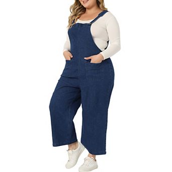 Plus Size Overalls Pants for Women Denim Bib Casual Stretch Adjustable Jeans Suspenders Jumpsuit