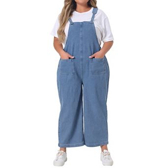 Plus Size Overalls Pants for Women Denim Bib Casual Stretch Adjustable Jeans Suspenders Jumpsuit