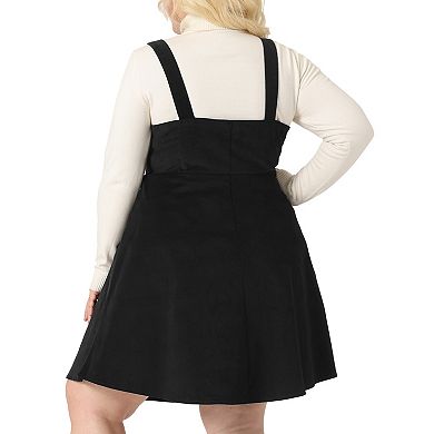 Corduroy Pinafore Short Dress For Women 2023 Plus Size Overall Dress Suspender Skirt