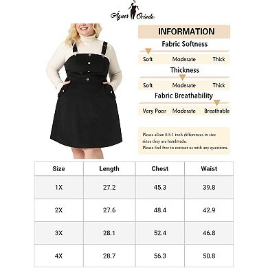 Corduroy Pinafore Short Dress For Women 2023 Plus Size Overall Dress Suspender Skirt