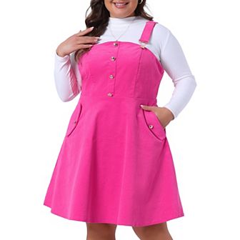 Corduroy Pinafore Short Dress for Women 2023 Plus Size Overall Dress Suspender Skirt