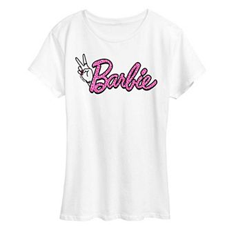 Women's Barbie® Pink Leopard Print Logo Graphic Tee