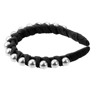 Faux Pearl Braided Tape Headband Fashion Hairband for Women 0.79" Wide